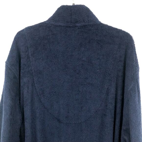 TOMMY BAHAMA Men's Cotton Terry Bath Robe Small Medium Navy Blue Logo Plush NWT - Picture 6 of 10